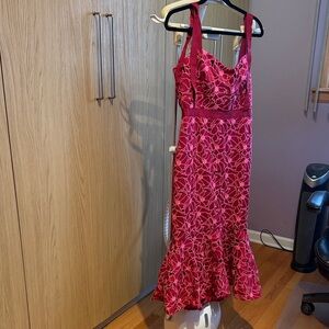 J. Crew Vibrant Pink Floral Midi Dress